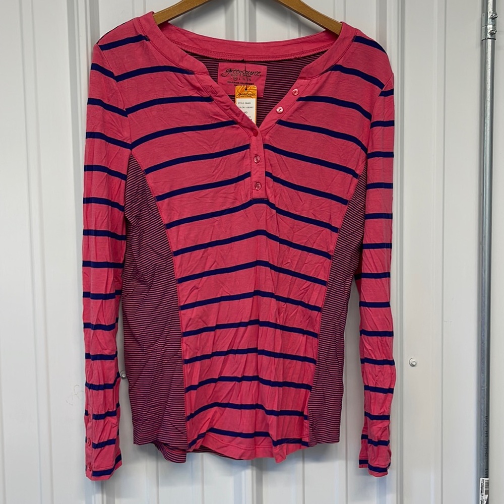 Green Source Womens Long Sleeve Henley Pink blue Very berry New